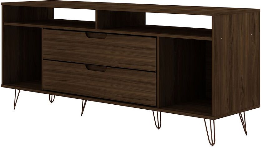 Manhattan Comfort TV & Media Units - Rockefeller 62.99 TV Stand with Metal Legs & 2 Drawers in Brown