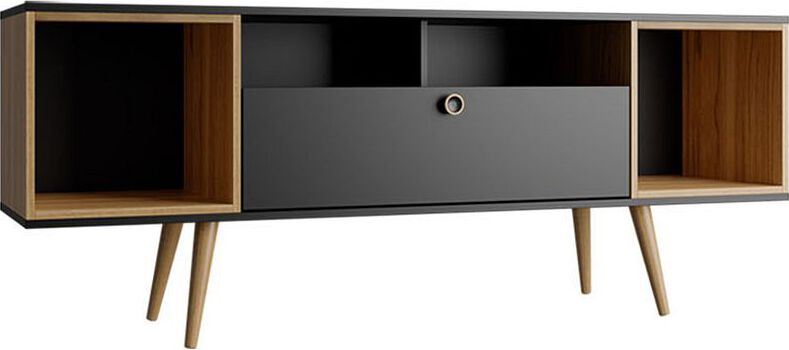 Manhattan Comfort TV & Media Units - Theodore 62.99 TV Stand with 6 Shelves in Black & Cinnamon