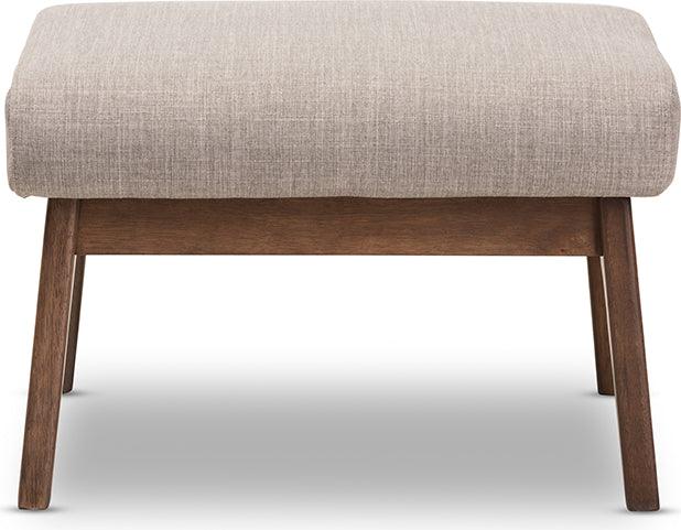 Wholesale Interiors Ottomans & Stools - Bianca Mid-Century Ottoman Light Gray & Walnut Brown