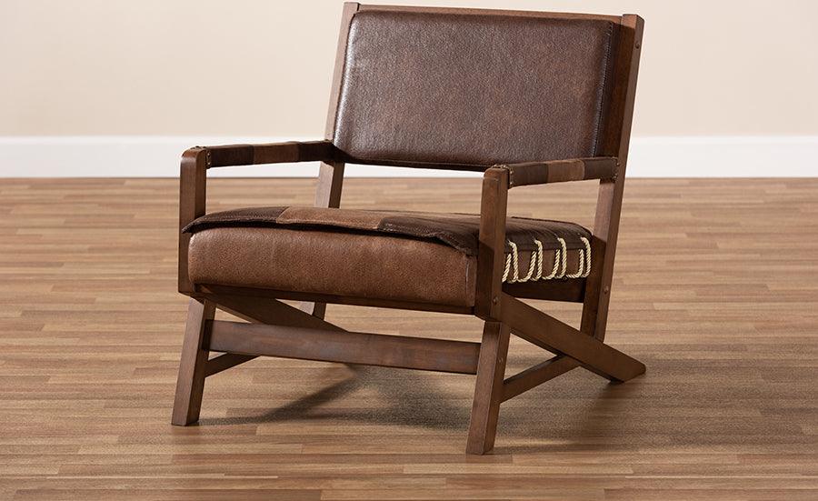 Wood leather best sale lounge chair