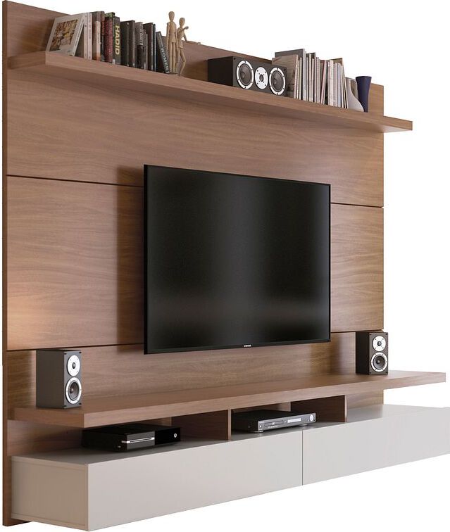 Manhattan Comfort TV & Media Units - City 2.2 Floating Wall Theater Entertainment Center in Maple Cream and Off White