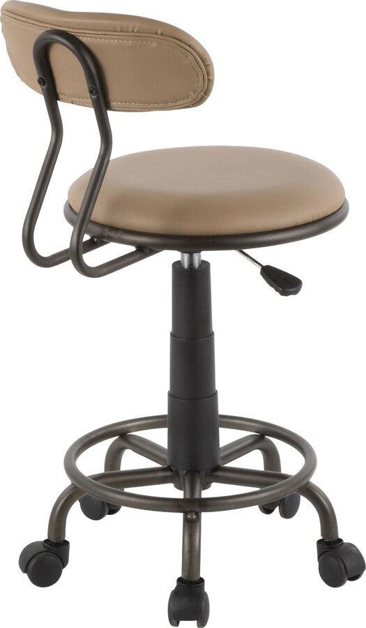 Lumisource Task Chairs - Swift Industrial Task Chair in Antique Metal and Camel Faux Leather