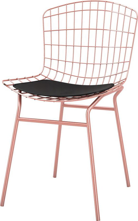 Manhattan Comfort Accent Chairs - Madeline Chair with Seat Cushion in Rose Pink Gold & Black