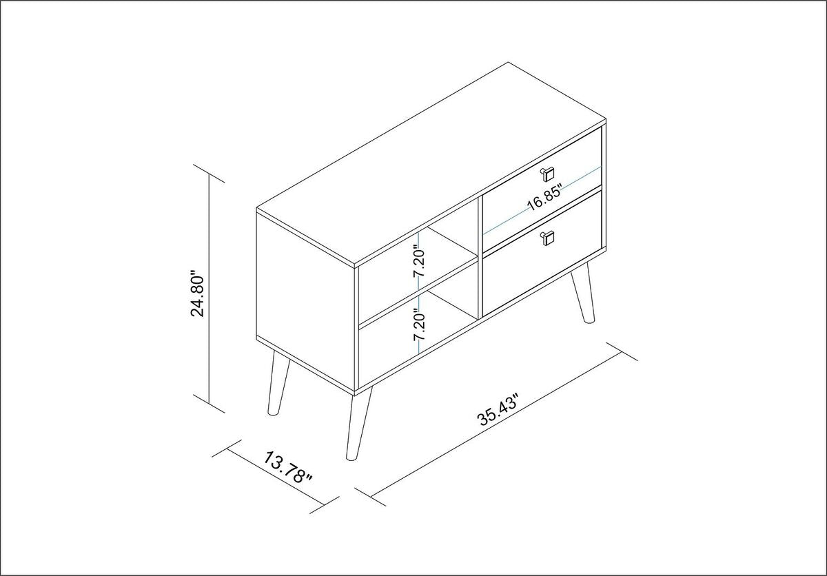 Manhattan Comfort TV & Media Units - Practical Dalarna TV Stand with 2 Open Shelves & 2- Drawers in White