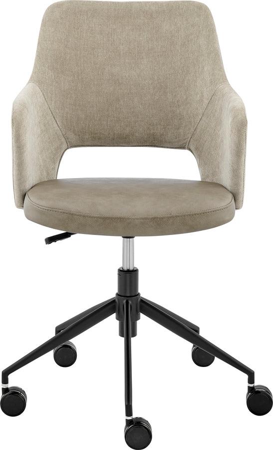 Euro Style Task Chairs - Darcie Office Chair in Light Taupe Fabric, Light Gray Leatherette and Black Base