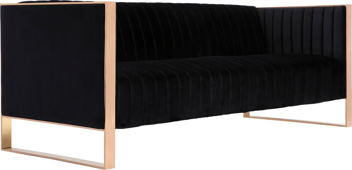 Manhattan Comfort Sofas & Couches - Trillium 83.07 in. Black and Rose Gold 3-Seat Sofa