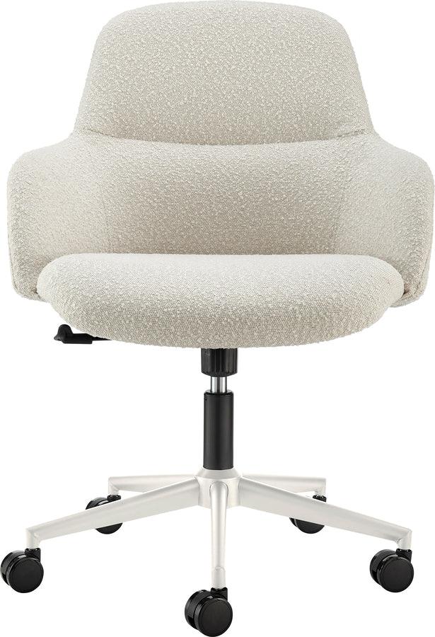 Euro Style Task Chairs - Mia Office Chair in Ivory Fabric with White Base