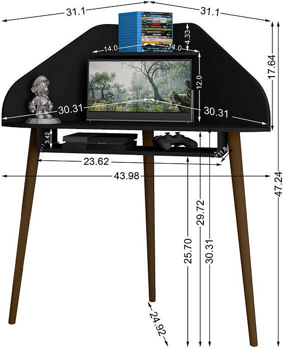 Manhattan Comfort Desks - Bradley Corner Desk with Keyboard Shelf in Black