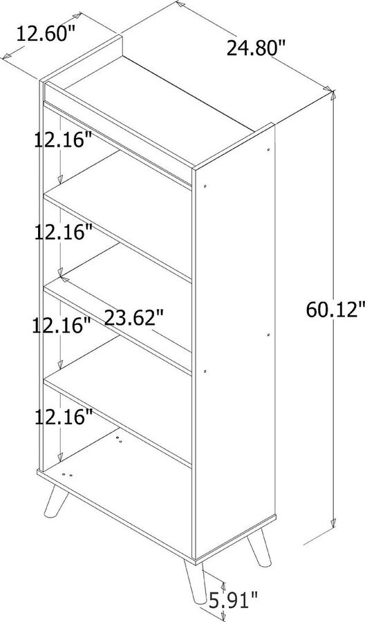 Manhattan Comfort Bookcases & Display Units - Hampton 4-Tier Bookcase with Solid Wood Legs in White