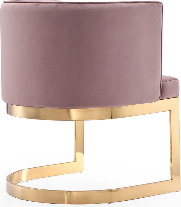 Manhattan Comfort Aura Dining Chair in Blush and Polished Brass (Set of 2)