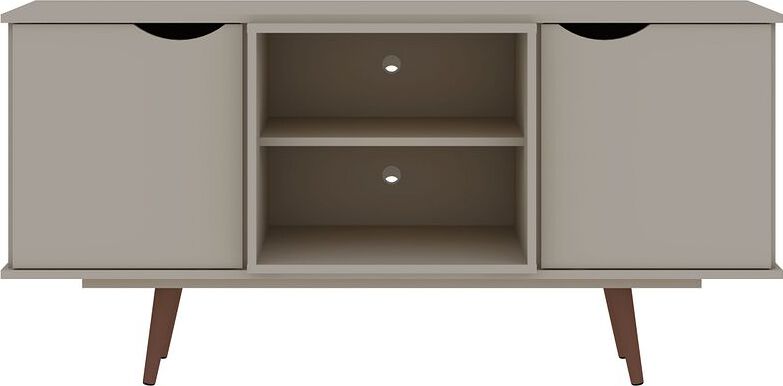 Manhattan Comfort TV & Media Units - Hampton 53.54 TV Stand with 4 Shelves & Solid Wood Legs in Off White