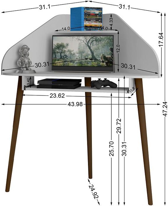 Manhattan Comfort Desks - Bradley Floating Corner Desk with Keyboard Shelf in White