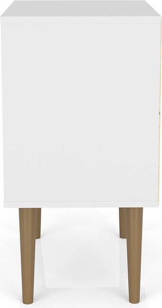 Manhattan Comfort Nightstands & Side Tables - Liberty Nightstand 1.0 in White and 3D Brown Prints