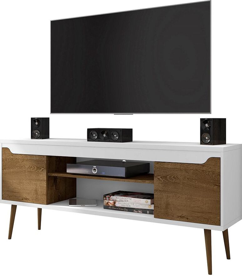 Manhattan Comfort TV & Media Units - Bradley 62.99 TV Stand White and Rustic Brown