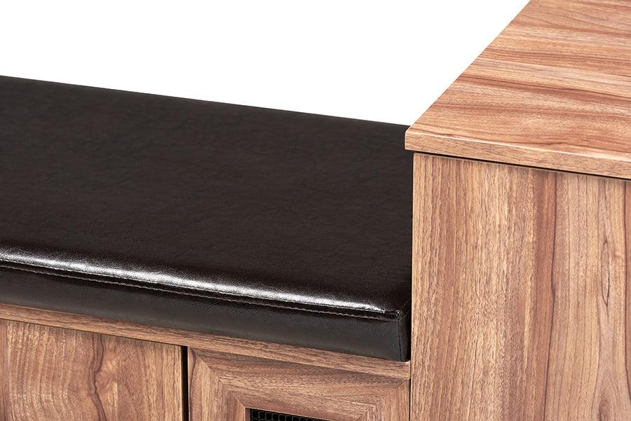 Wholesale Interiors Benches - Valina Dark Brown 2-Door Wood Shoe Storage Bench with Cabinet