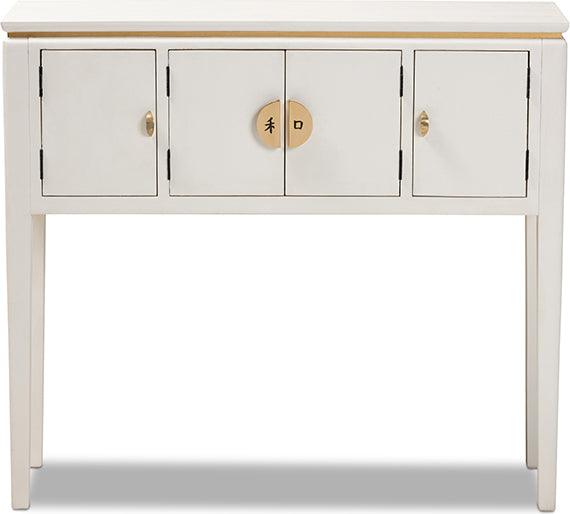 Wholesale Interiors Consoles - Aiko Classic and Traditional Japanese-Inspired Off-White Finished 4-Door Wood Console