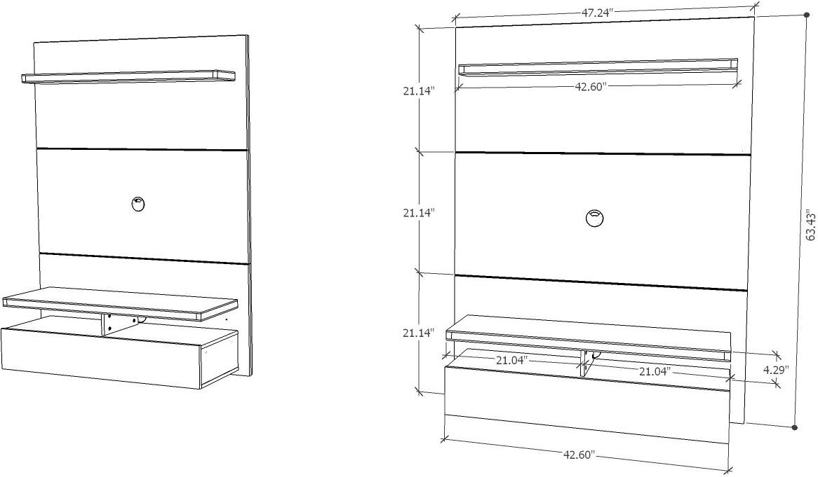 Manhattan Comfort TV & Media Units - City 1.2 Floating Wall Theater Entertainment Center in White Gloss