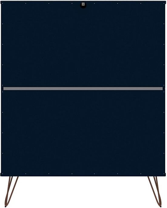 Manhattan Comfort Dressers - Rockefeller 5-Drawer Tall Dresser with Metal Legs in Tatiana Midnight Blue