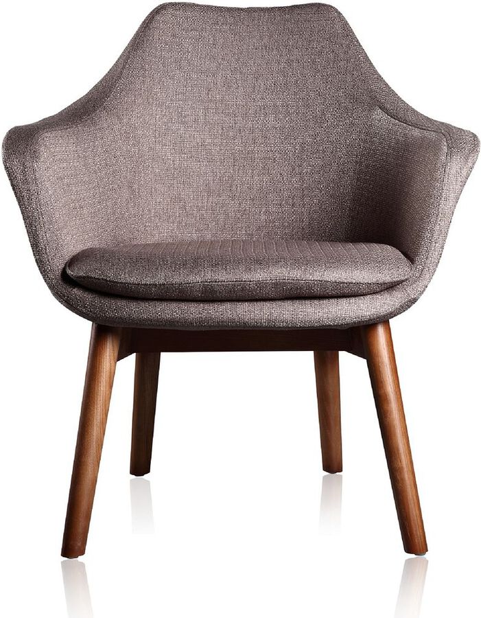 Manhattan Comfort Accent Chairs - Cronkite Gray & Walnut Twill Accent Chair