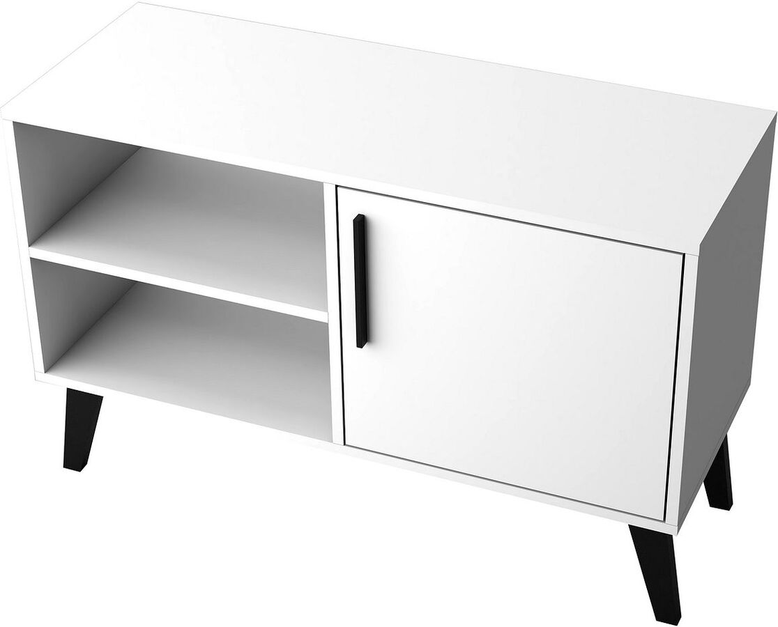 Manhattan Comfort TV & Media Units - Mid-Century- Modern Amsterdam 35.43" TV Stand with 3 Shelves in White