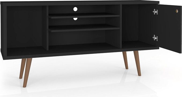 Manhattan Comfort TV & Media Units - Liberty 53.14" Mid-Century - Modern TV Stand with 5 Shelves & 1 Door in Black