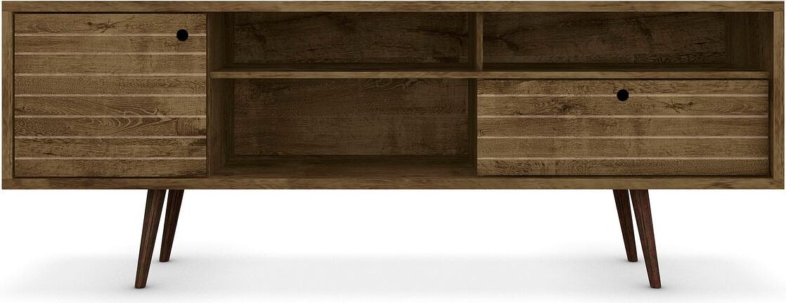 Manhattan Comfort TV & Media Units - Liberty 70.86" Mid-Century - Modern TV Stand with 4 Shelving Spaces & 1 Drawer in Rustic Brown with