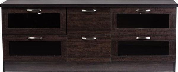 Shop Adelino 63 Inches Dark Brown Wood TV Cabinet with 4 Glass