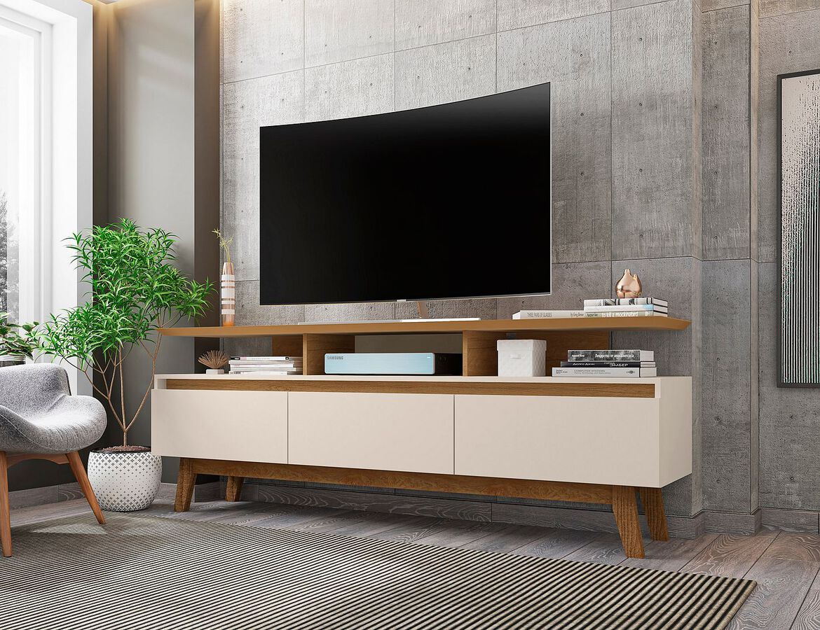 Manhattan Comfort TV & Media Units - Yonkers 70.86 TV Stand in Off White and Cinnamon