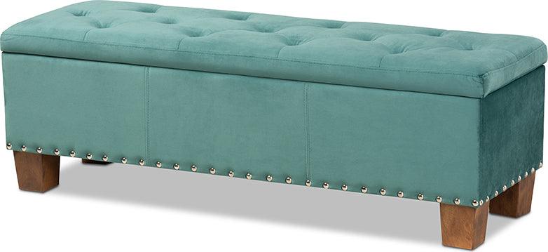 Wholesale Interiors Ottomans & Stools - Hannah Modern Ottoman Teal Blue & Brown