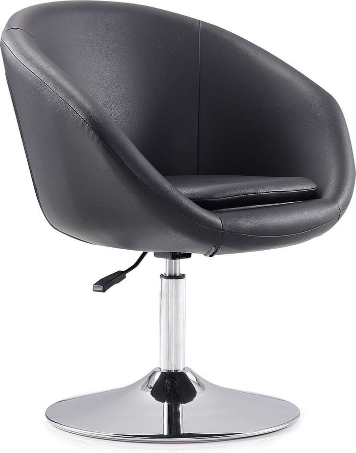 Manhattan Comfort Accent Chairs - Hopper Black & Polished Chrome Faux Leather Adjustable Height Chair