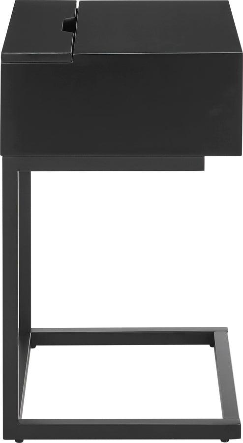 Euro Style Side & End Tables - Daeg Smart Side Table in Matte Black with American Walnut Veneer Drawer