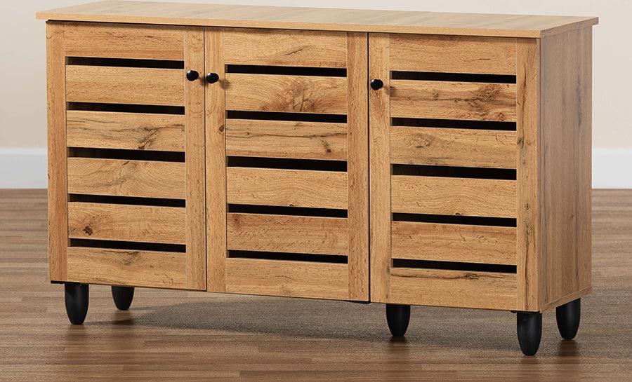 Shop Gisela Oak Brown Finished Wood 3 Door Shoe Storage Cabinet