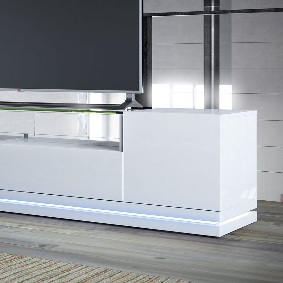 Manhattan Comfort TV & Media Units - Vanderbilt TV Stand with LED Lights in White Gloss