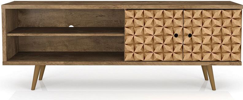 Manhattan Comfort TV & Media Units - Liberty TV Stand 62.99 in Rustic Brown and 3D Brown Prints