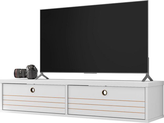 Manhattan Comfort TV & Media Units - Liberty 42.28 Mid-Century Modern Floating Entertainment Center with 2 Shelves in White