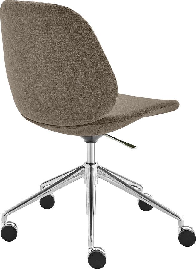 Euro Style Task Chairs - Lyle Office Chair without Armrests in Taupe Fabric with Polished Aluminum Base