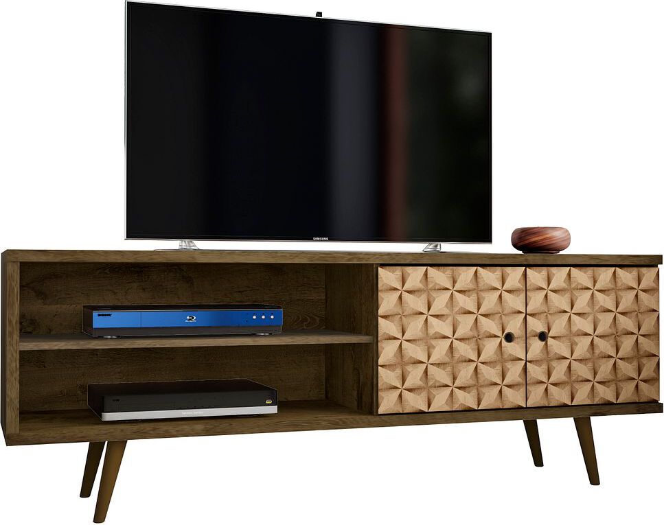 Manhattan Comfort TV & Media Units - Liberty 62.99 TV Stand and Panel in Rustic Brown and 3D Brown Prints