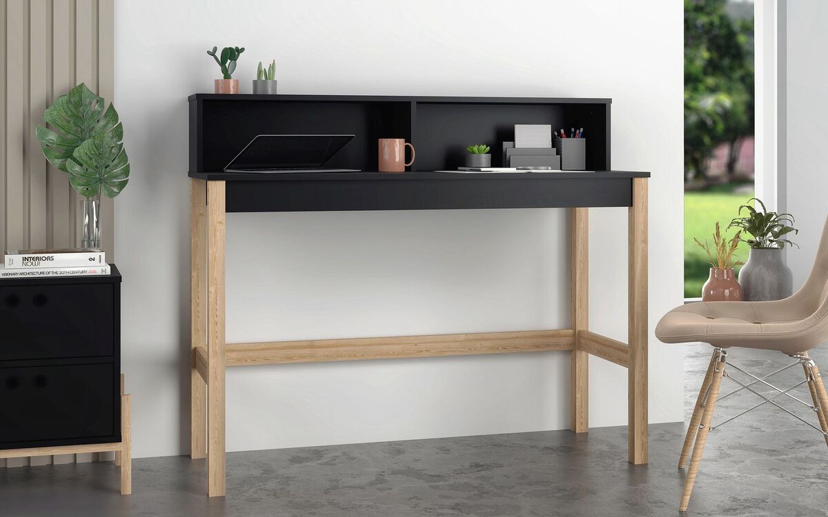 Manhattan Comfort Desks - Bowery Desk with 0 Shelves in Black & Oak