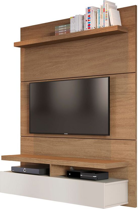 Manhattan Comfort TV & Media Units - City 1.2 Floating Wall Theater Entertainment Center in Maple Cream & Off White