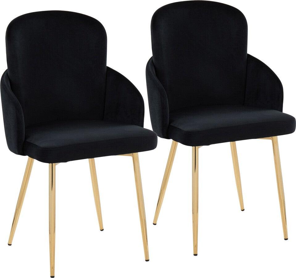 Lumisource Dining Chairs - Dahlia Contemporary Dining Chair In Gold Metal & Black Velvet With Gold Accent (Set of 2)