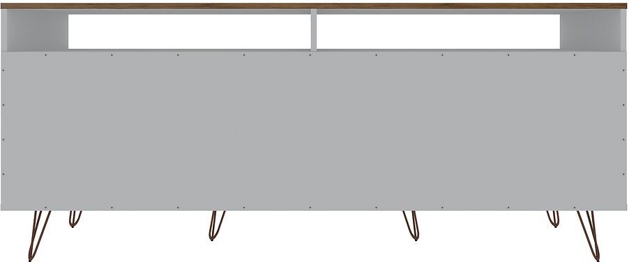 Manhattan Comfort TV & Media Units - Rockefeller 62.99 TV Stand with Metal Legs & 2 Drawers in Off White & Nature