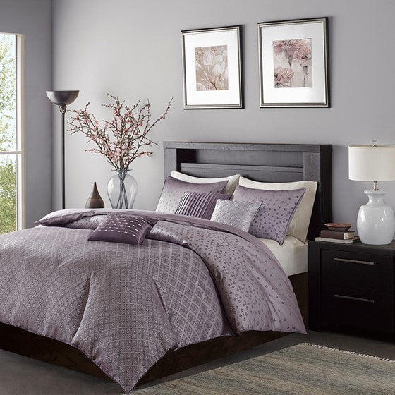 Olliix.com Duvet & Duvet Sets - 6 Piece Duvet Cover Set Purple Cal King