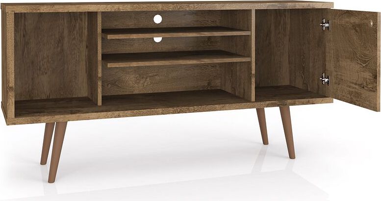 Manhattan Comfort TV & Media Units - Liberty TV Stand 53.14 in Rustic Brown and 3D Brown Prints