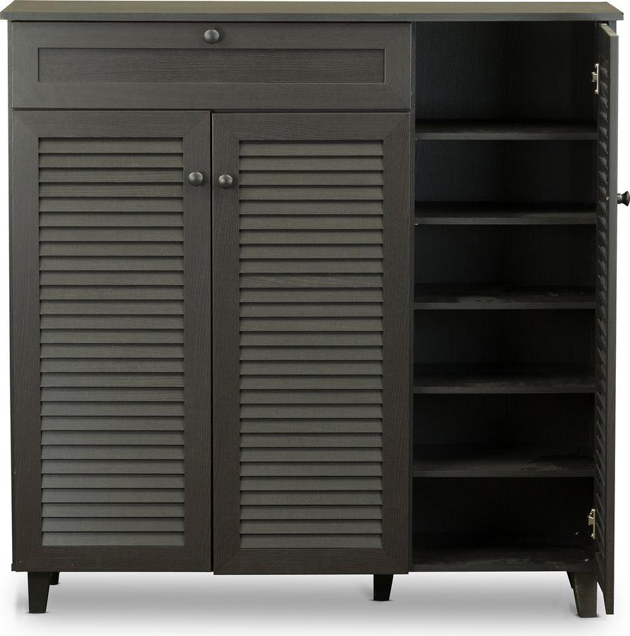 Baxton Studio Shoe-Rack Cabinet, Espresso