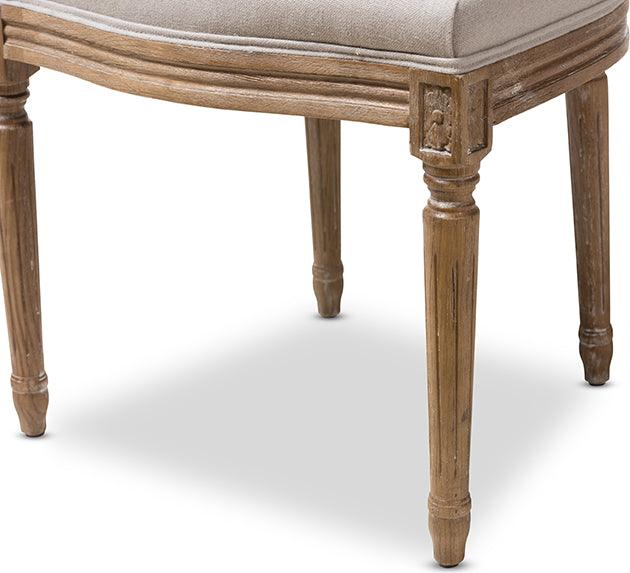 Wholesale Interiors Dining Chairs - Adelia Weathered Oak Finish Wood & Beige Dining Side Chair with Round Cane Back