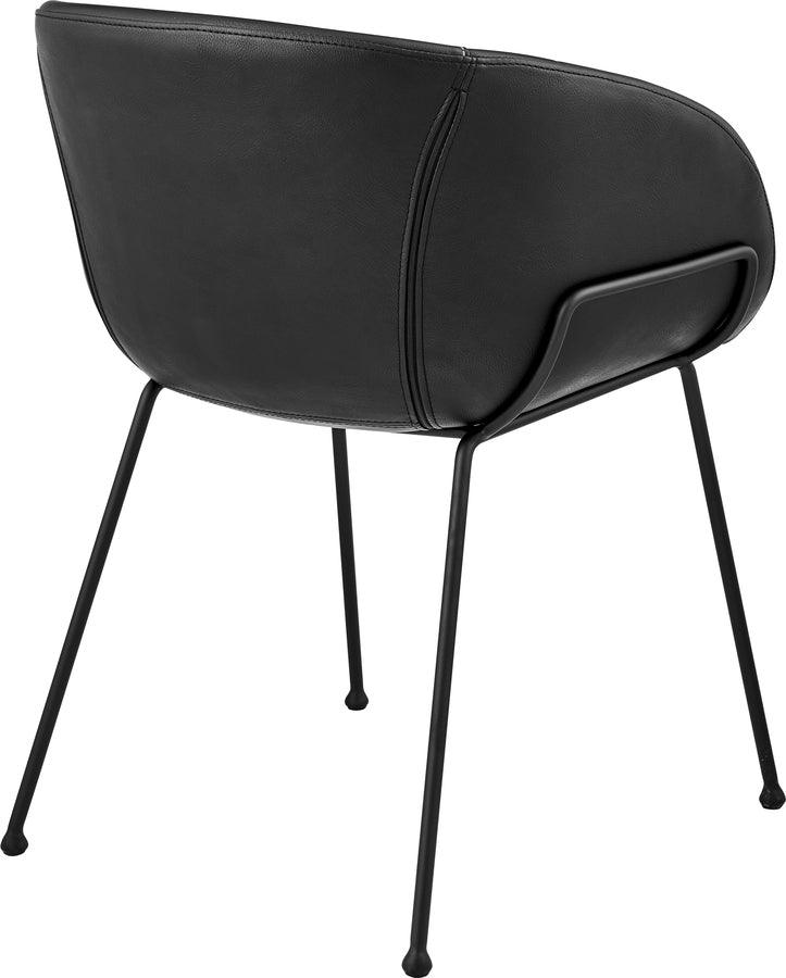 Euro Style Accent Chairs - Zach Armchair with Black Leatherette and Matte Black Powder Coated Steel Frame and Legs - Set of 2