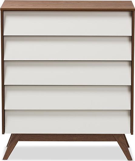 Shop Baxton Studio Hildon Mid Century Modern White and Walnut Wood