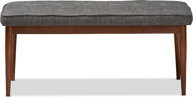 Wholesale Interiors Benches - Itami Mid-Century Modern Dark Gray Fabric Upholstered Medium Oak Finished Wood Dining