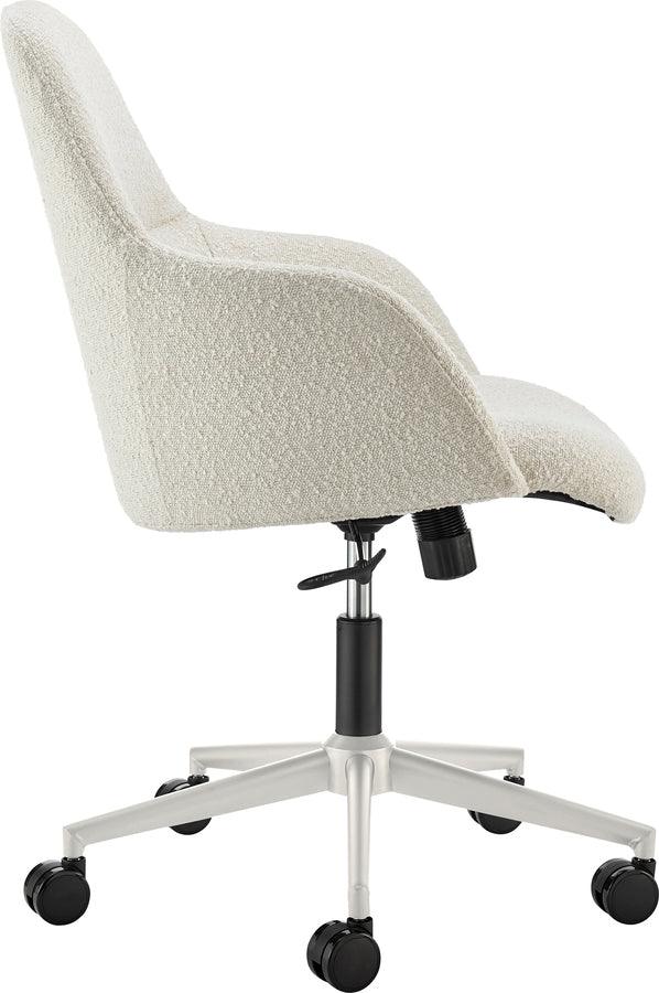 Euro Style Task Chairs - Mia Office Chair in Ivory Fabric with White Base