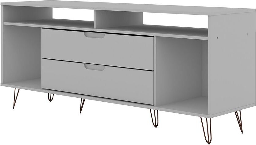 Manhattan Comfort TV & Media Units - Rockefeller 62.99 TV Stand with Metal Legs & 2 Drawers in White